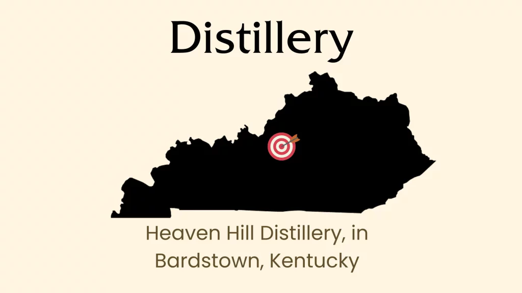 Map of Kentucky showing Heaven Hill Distillery location.