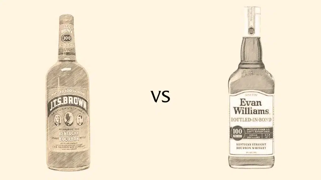 J.T.S. Brown vs Evan Williams bourbon bottles