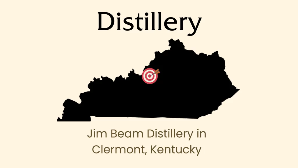 Map locating Jim Beam Distillery in Kentucky