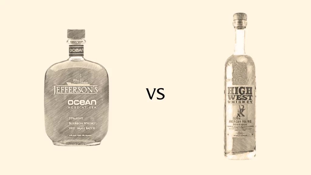 Jefferson's Ocean vs High West Whiskey bottles