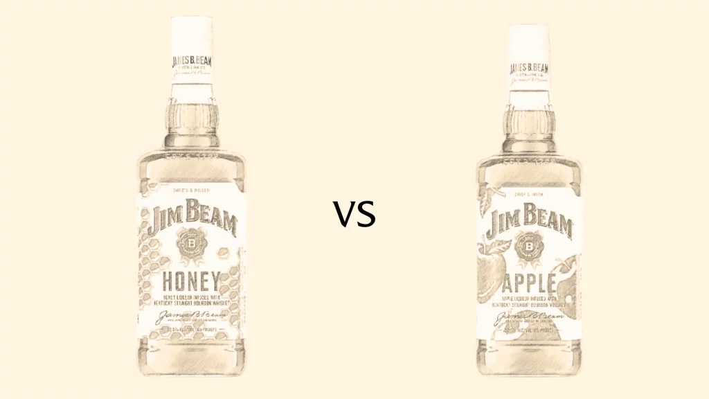 Jim Beam Honey vs Apple bottles comparison.