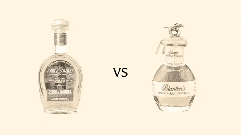 John J. Bowman vs Blanton's bourbon bottles comparison