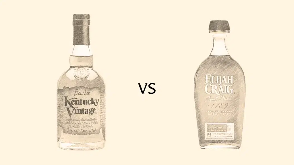 Kentucky Vintage vs Elijah Craig bourbon bottles comparison