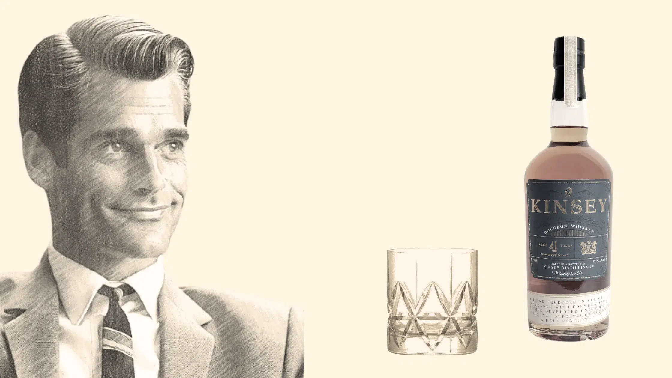 Man's portrait with whiskey bottle and glass