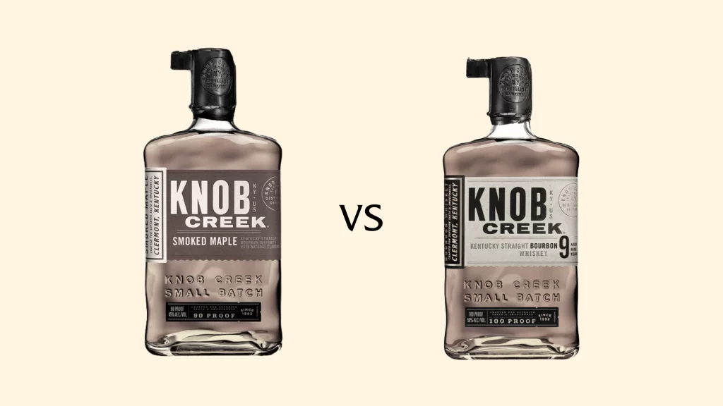 Knob Creek Smoked Maple vs Bourbon Whiskey comparison.