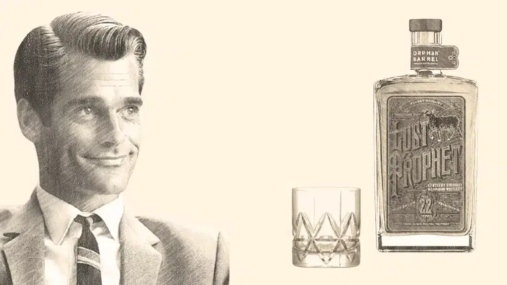 Vintage-style man with whiskey bottle and glass