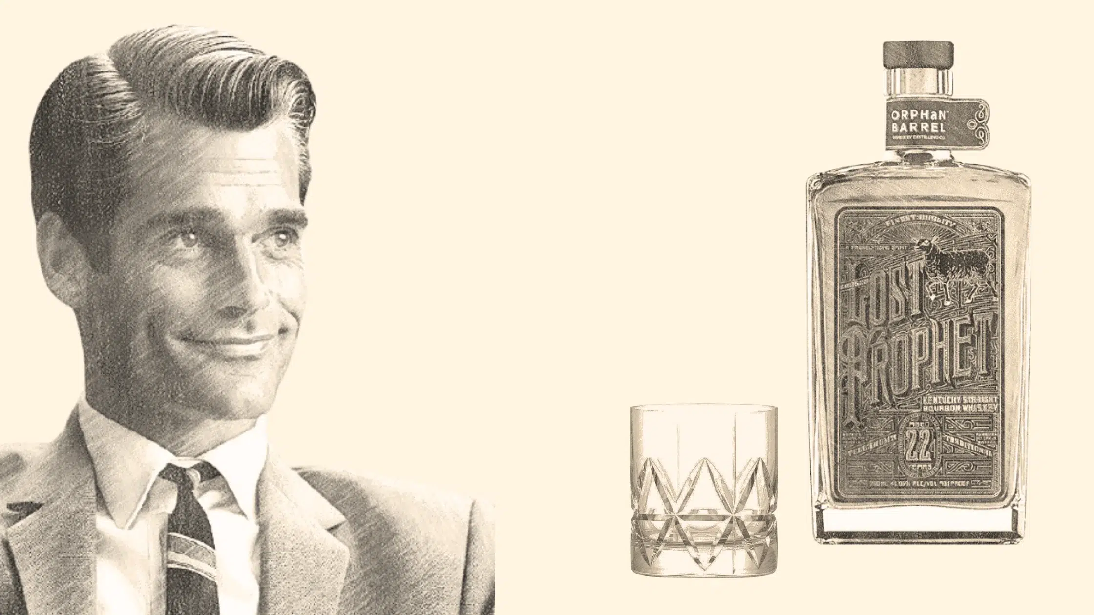 Vintage-style man with whiskey bottle and glass