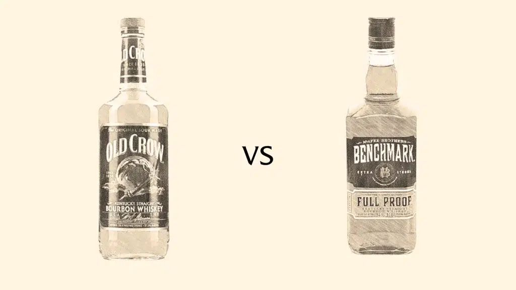 Old Crow vs Benchmark bourbon bottle comparison