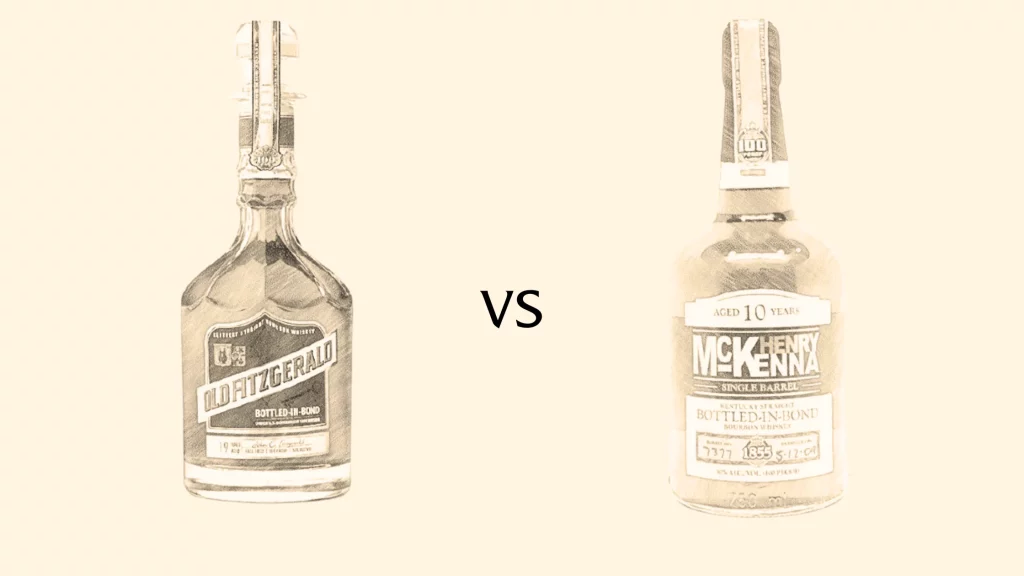 Old Fitzgerald vs McKenna whiskey bottles comparison