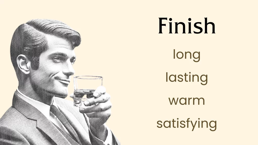 Man holding drink, text: Finish, long lasting satisfying