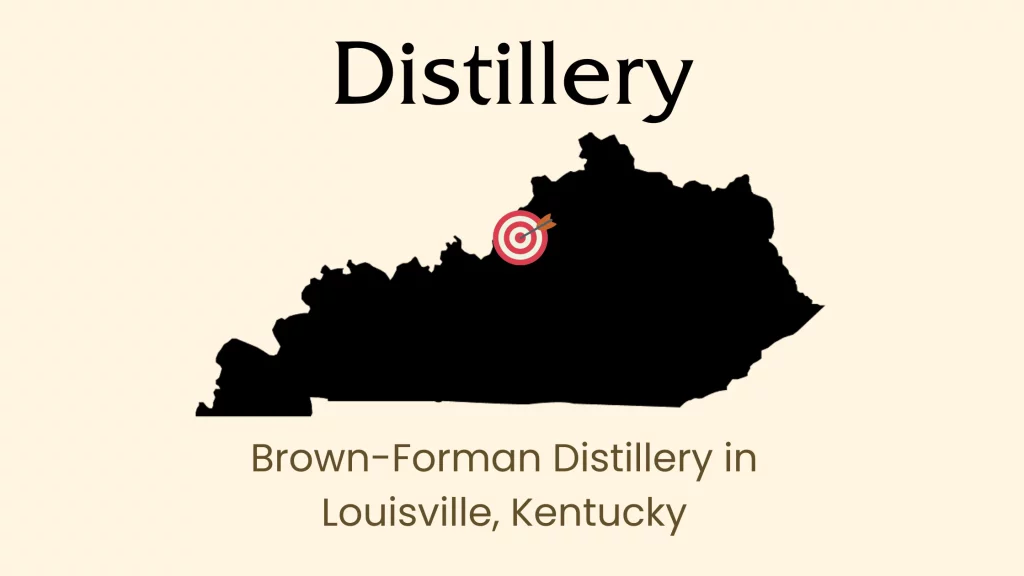 Map showing Louisville, Kentucky distillery location.