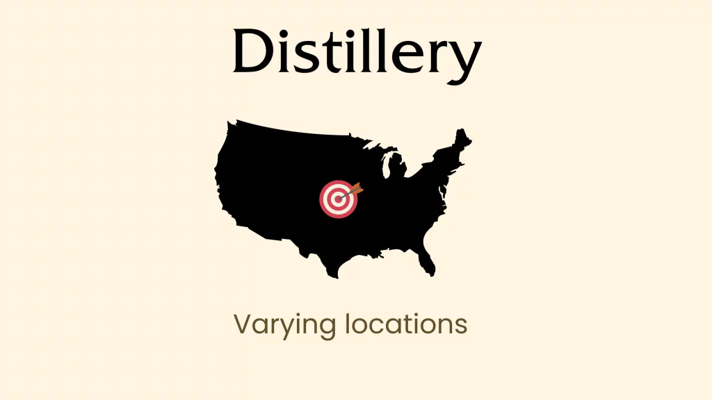 Distillery map showing varying U.S. locations.