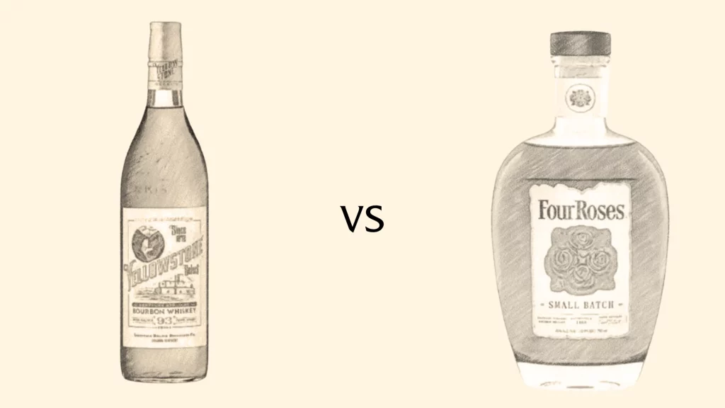 Yellowstone vs Four Roses bourbon bottles comparison