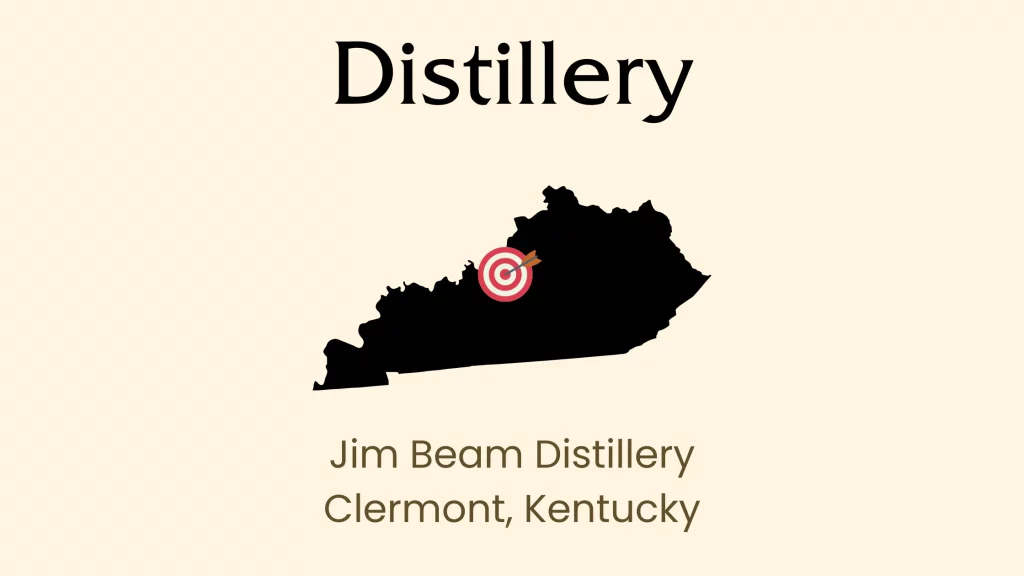 Jim Beam Distillery location in Kentucky map.