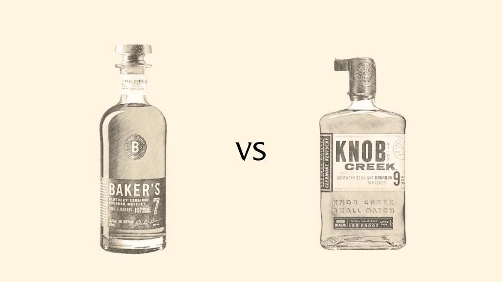 Baker's vs Knob Creek bourbon bottles comparison