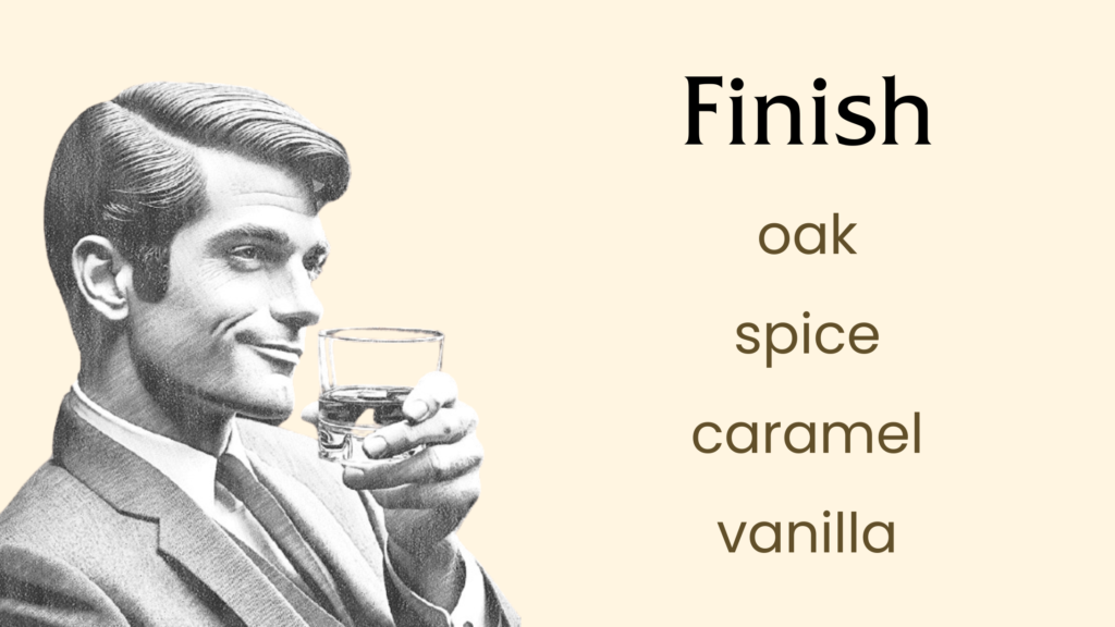 Man savoring whiskey with oak, spice notes.