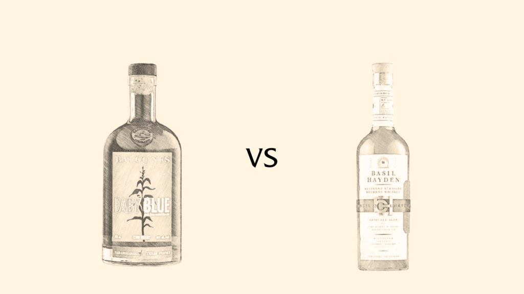 Balcones vs Basil Hayden whiskey bottles comparison