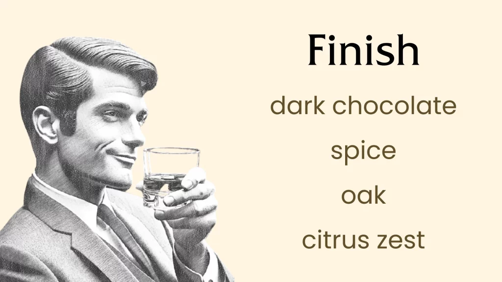 Man enjoying whiskey with flavor notes description.