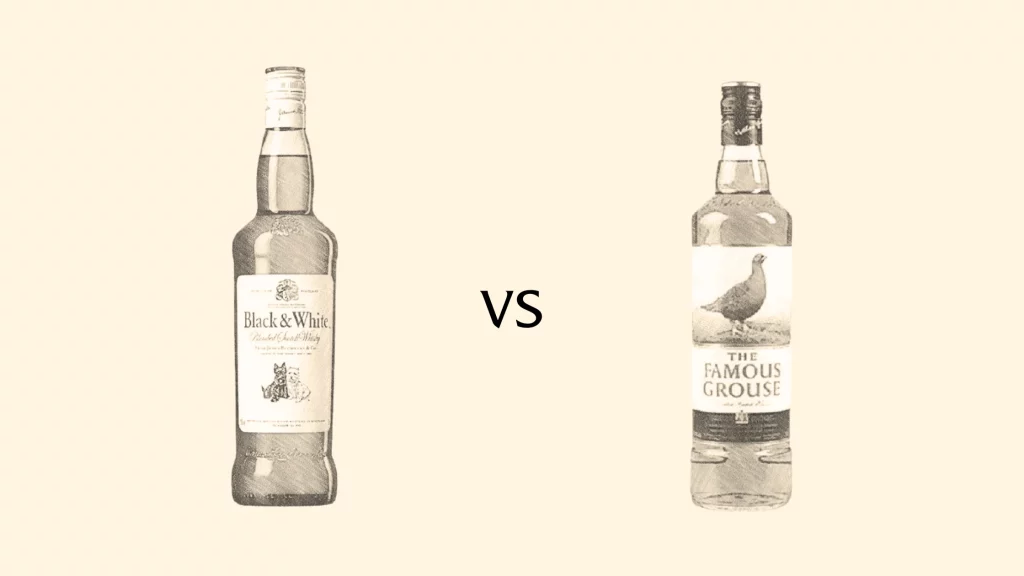 Black & White vs Famous Grouse whiskey bottles