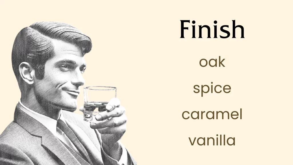 Man enjoying whiskey with oak, spice, caramel, vanilla.