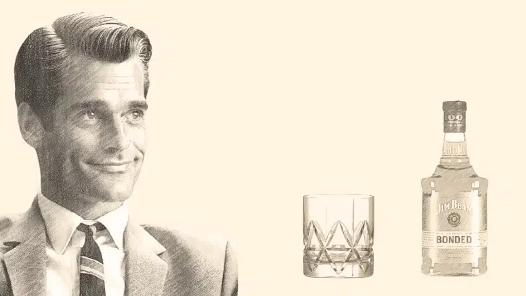 Man with whiskey glass and bottle