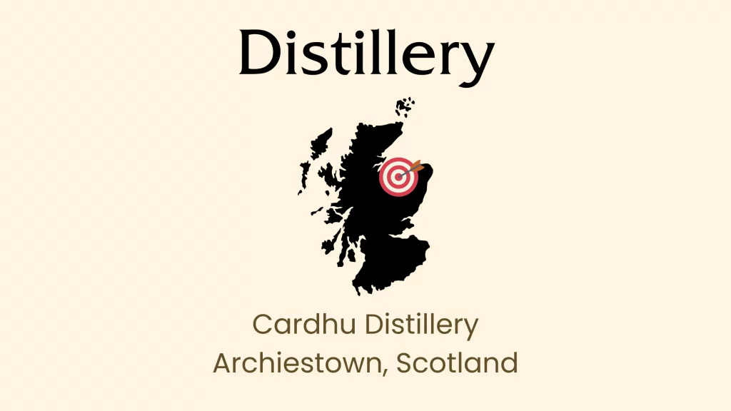 Map showing Cardhu Distillery, Archiestown, Scotland