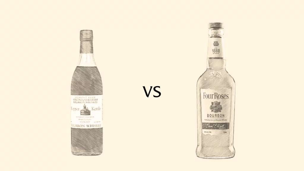 Bourbon whiskey bottles comparison