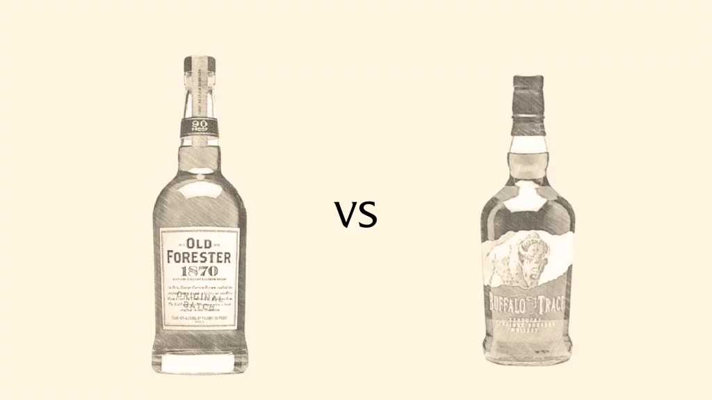 Old Forester vs Buffalo Trace whiskey bottles