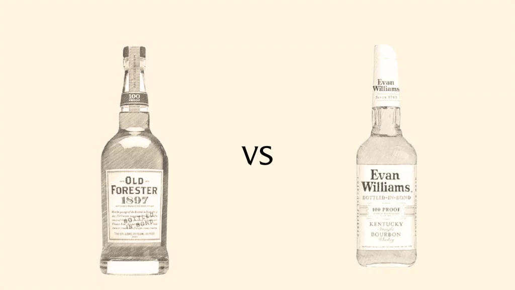 Old Forester vs Evan Williams whiskey bottles comparison