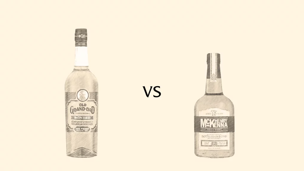 Old Grand-Dad vs McHenry McKenna whiskey bottles comparison