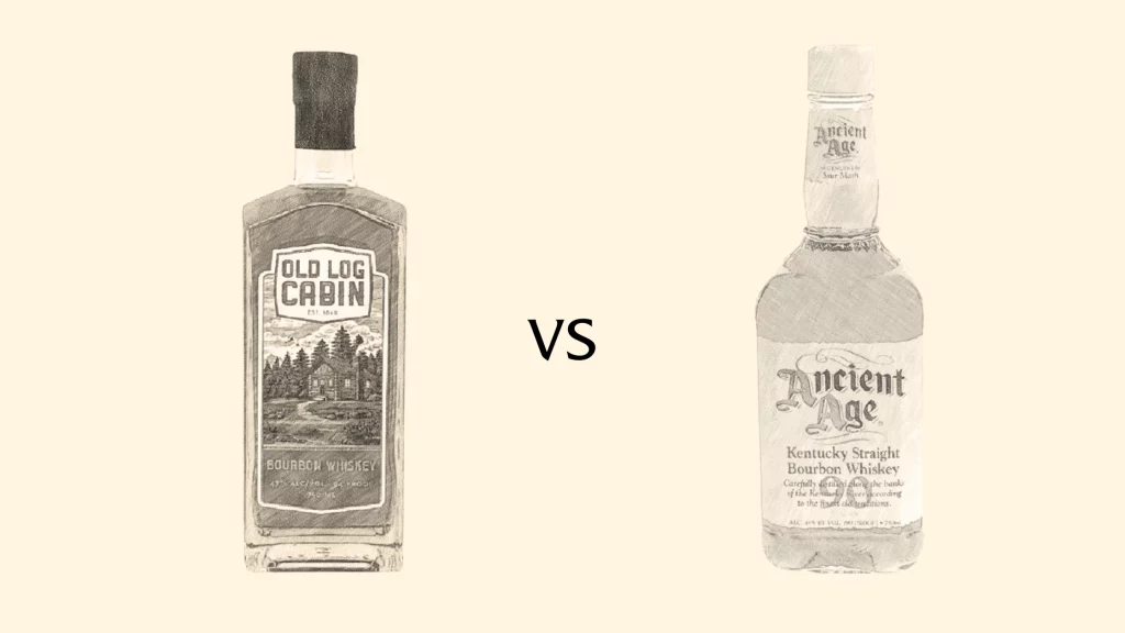 Old Log Cabin vs Ancient Age bourbon bottles