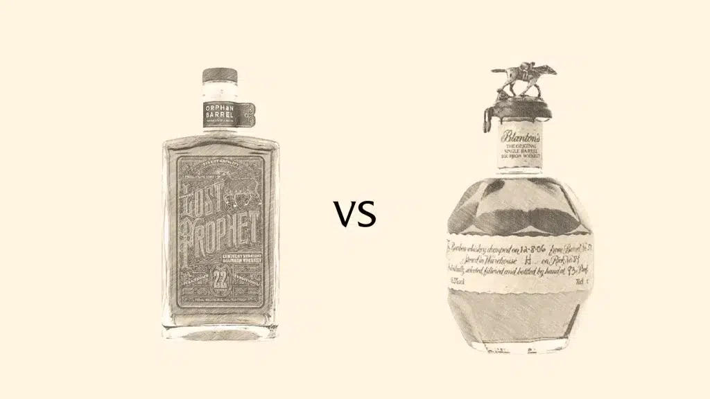 Lost Prophet vs Blanton's whiskey bottles comparison