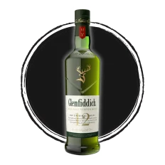 Glenfiddich single malt Scotch whisky bottle.