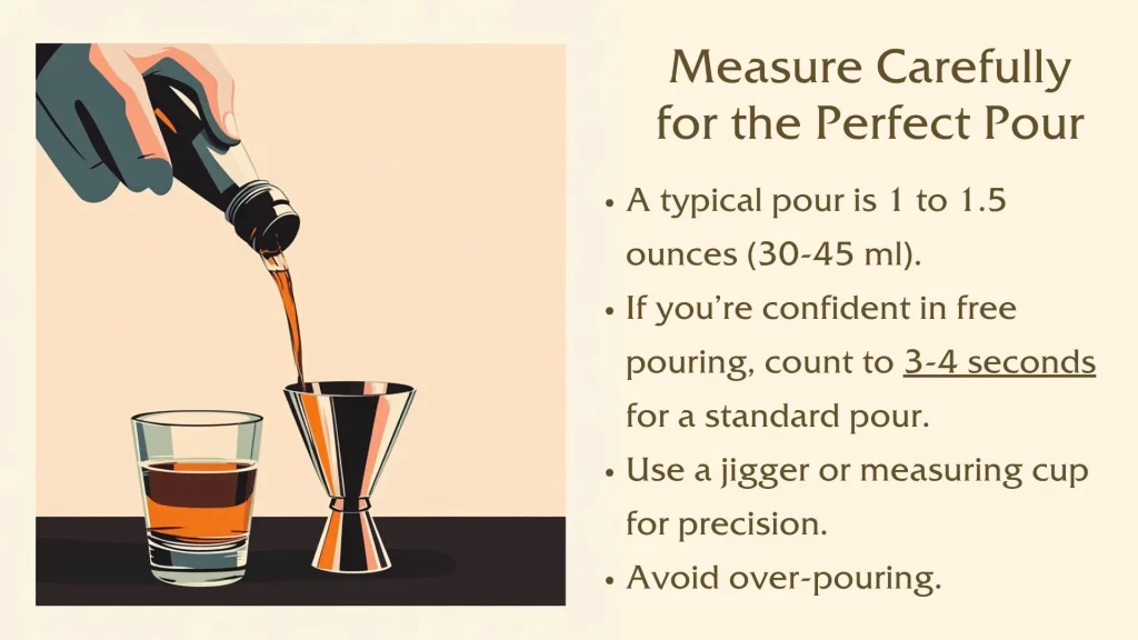 Perfect pour tips: measure, avoid over-pouring, use jigger.